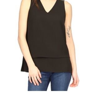 Michael Kors Black Layered Chiffon Hem Tunic Tank – Size Large